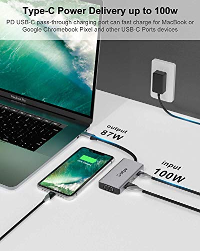USB C to VGA and HDMI Multiport Adapter