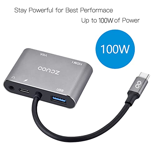 ZCUOO 5-in-1 USB-C Multiport Adapter for Laptops