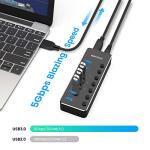 RSHTECH 7-Port USB-C Hub with On/Off Switches