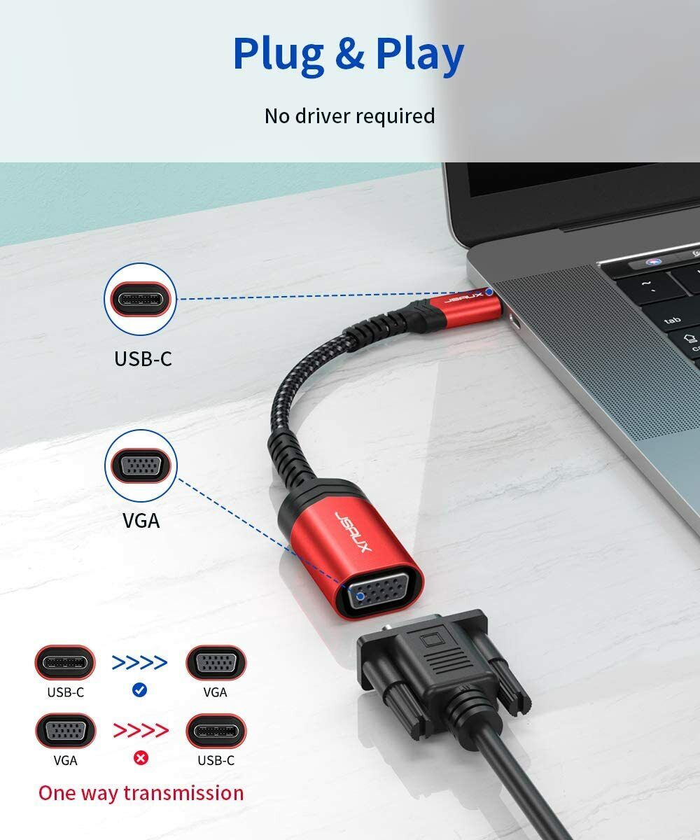 USB C to VGA Adapter for Apple and Dell