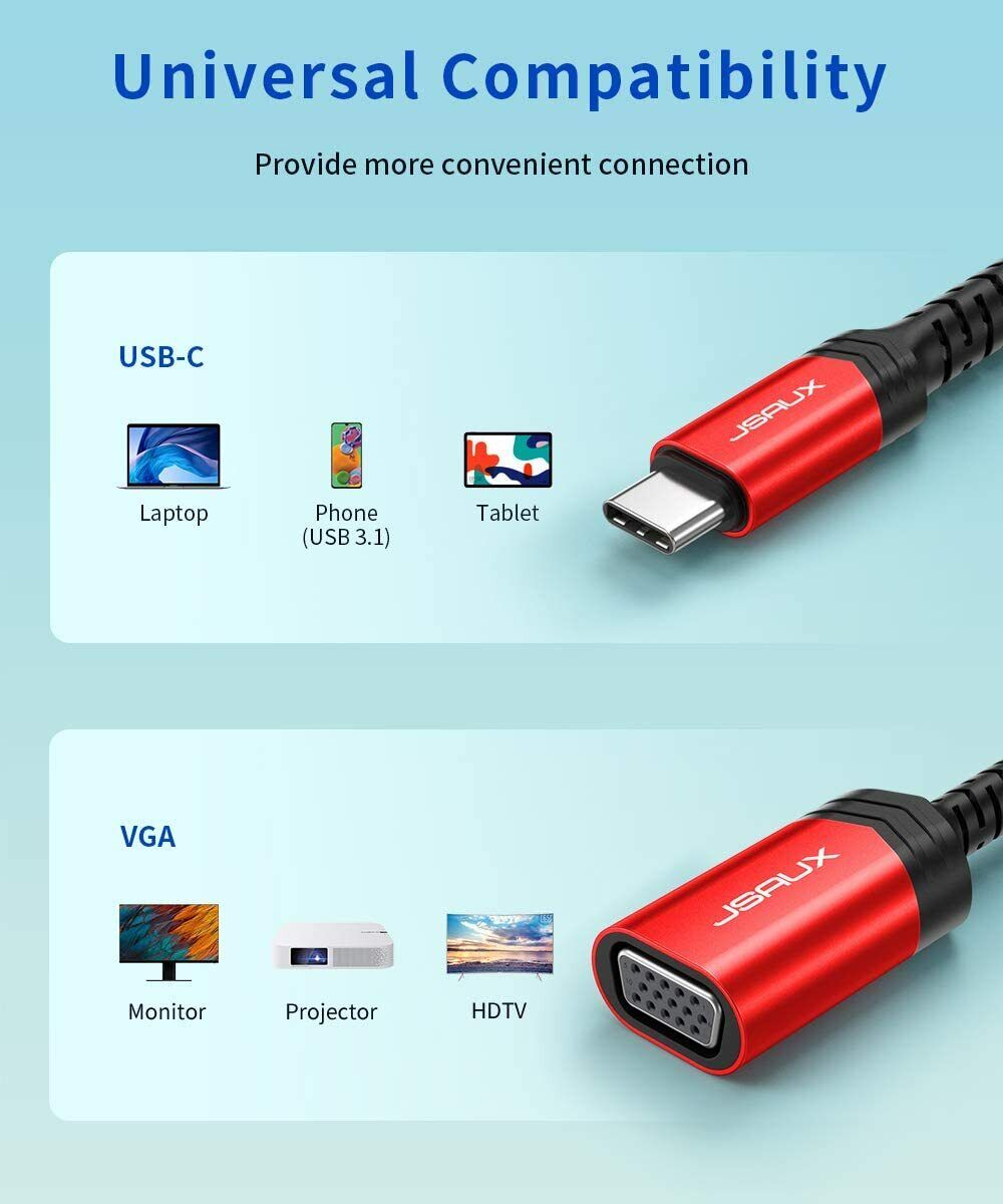 USB C to VGA Adapter for Apple and Dell