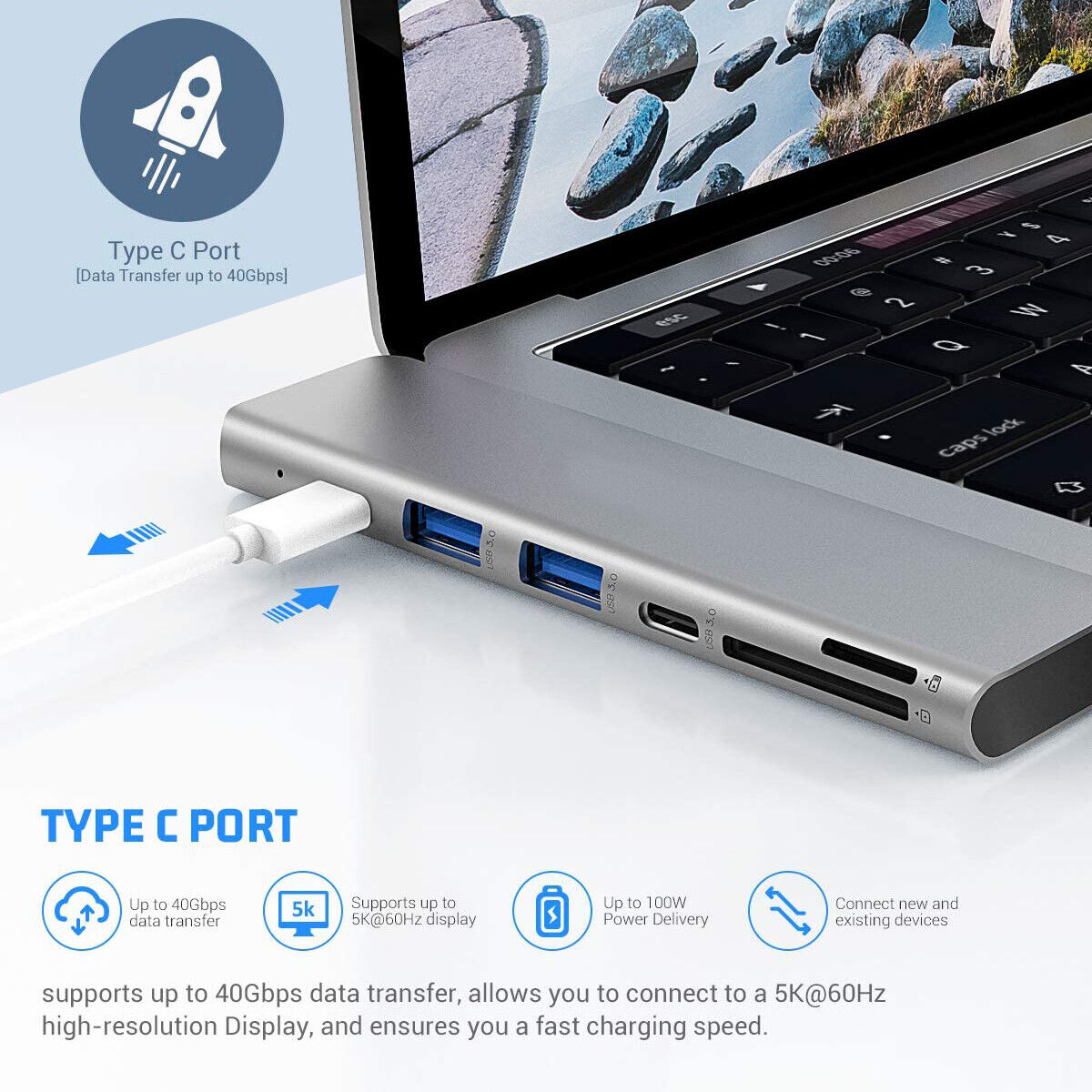 7-in-1 USB-C Hub with 4K HDMI and USB 3.0