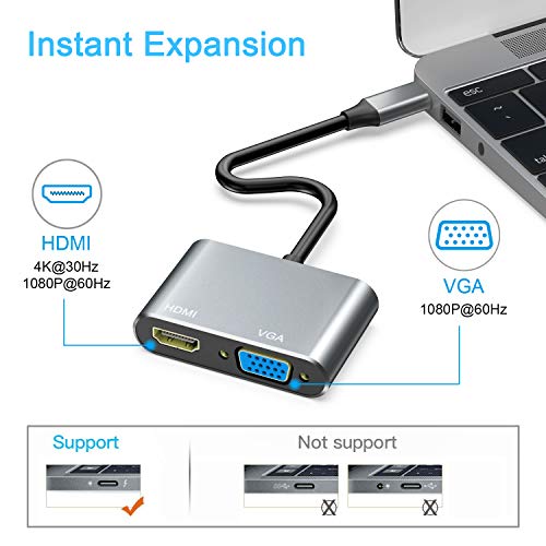 ABLEWE 2-in-1 USB-C to HDMI VGA Adapter