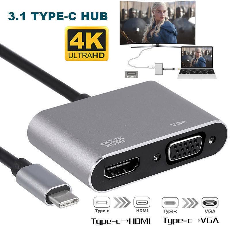 USB C to HDMI VGA Adapter 4K 1080P