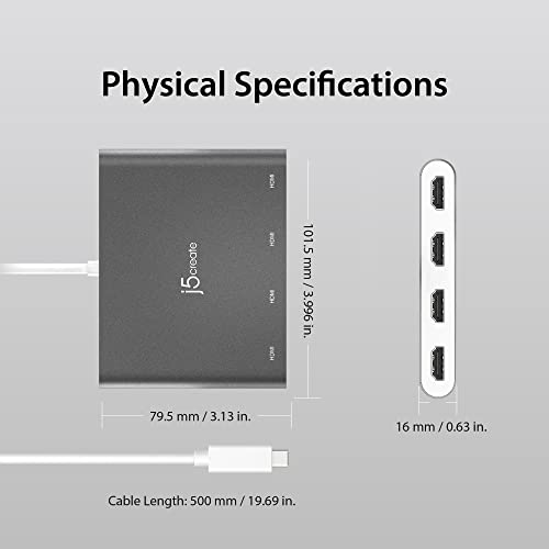 USB-C 4 Port HDMI Adapter Hub for MacBook & Windows