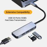 4-Port USB-C to USB Hub - Aluminum Design