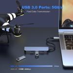 4-Port USB-C to USB Hub - Aluminum Design