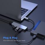 4-Port USB-C to USB Hub - Aluminum Design