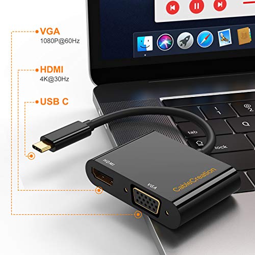 USB C to HDMI VGA Dual Monitor Adapter