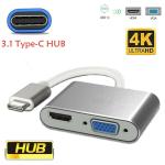 USB-C to VGA and HDMI 4K Adapter Hub