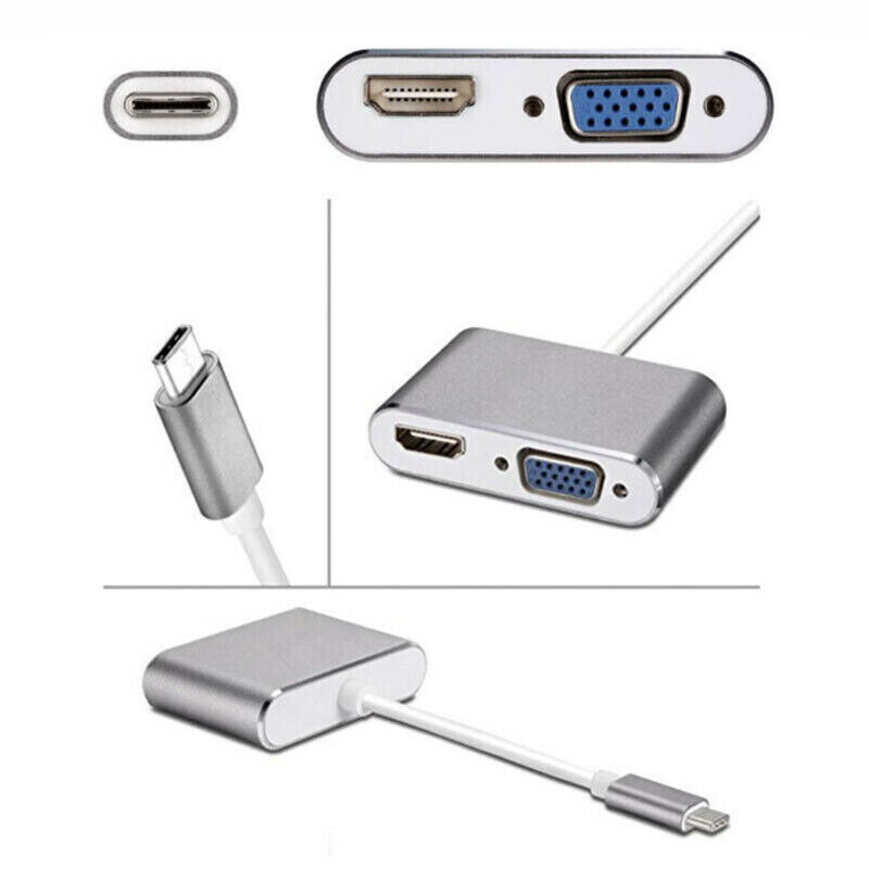 USB-C to VGA and HDMI 4K Adapter Hub