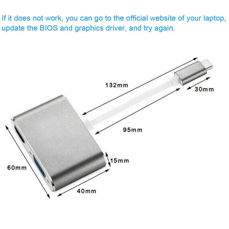 USB-C to VGA and HDMI 4K Adapter Hub