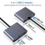 4-in-1 USB-C to HDMI/VGA Adapter for Laptops