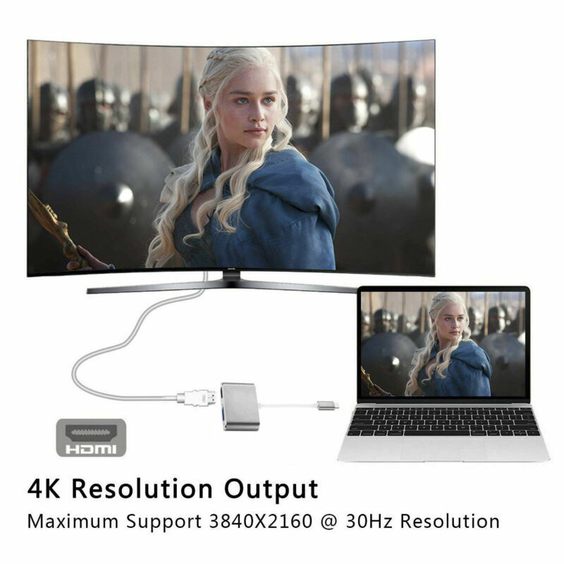 USB-C to VGA and HDMI 4K Adapter Hub