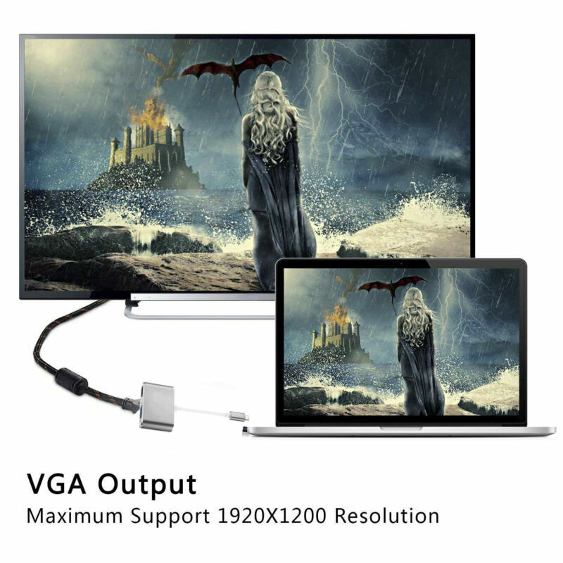 USB-C to VGA and HDMI 4K Adapter Hub