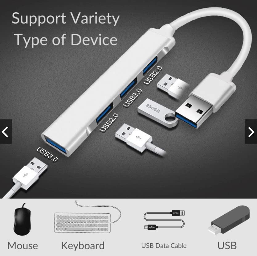 Slim USB-C Hub with 4 Ports and Data Extender