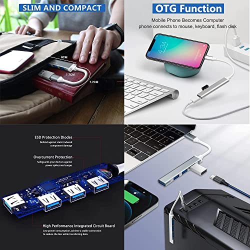 Slim USB-C Hub with 4 Ports and Data Extender