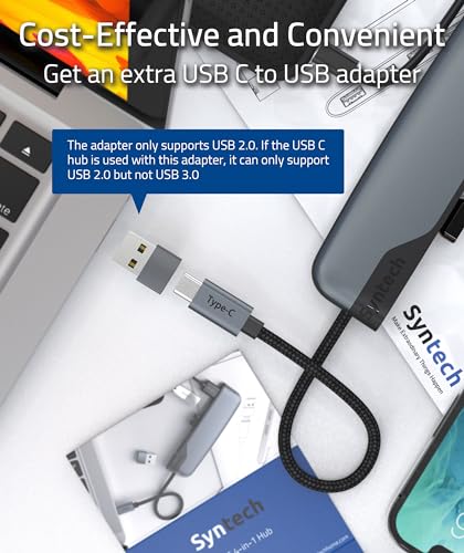 4-Port USB C Hub with Adapter