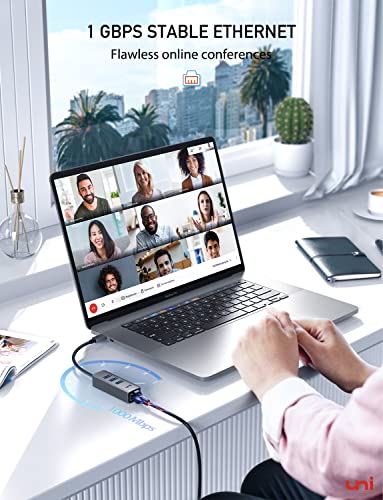 USB-C Ethernet Adapter with High-Speed USB Hub
