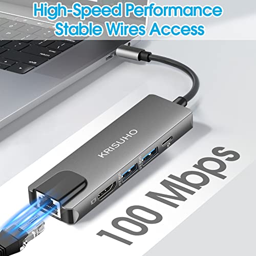 5-in-1 USB C Hub with 100M Ethernet