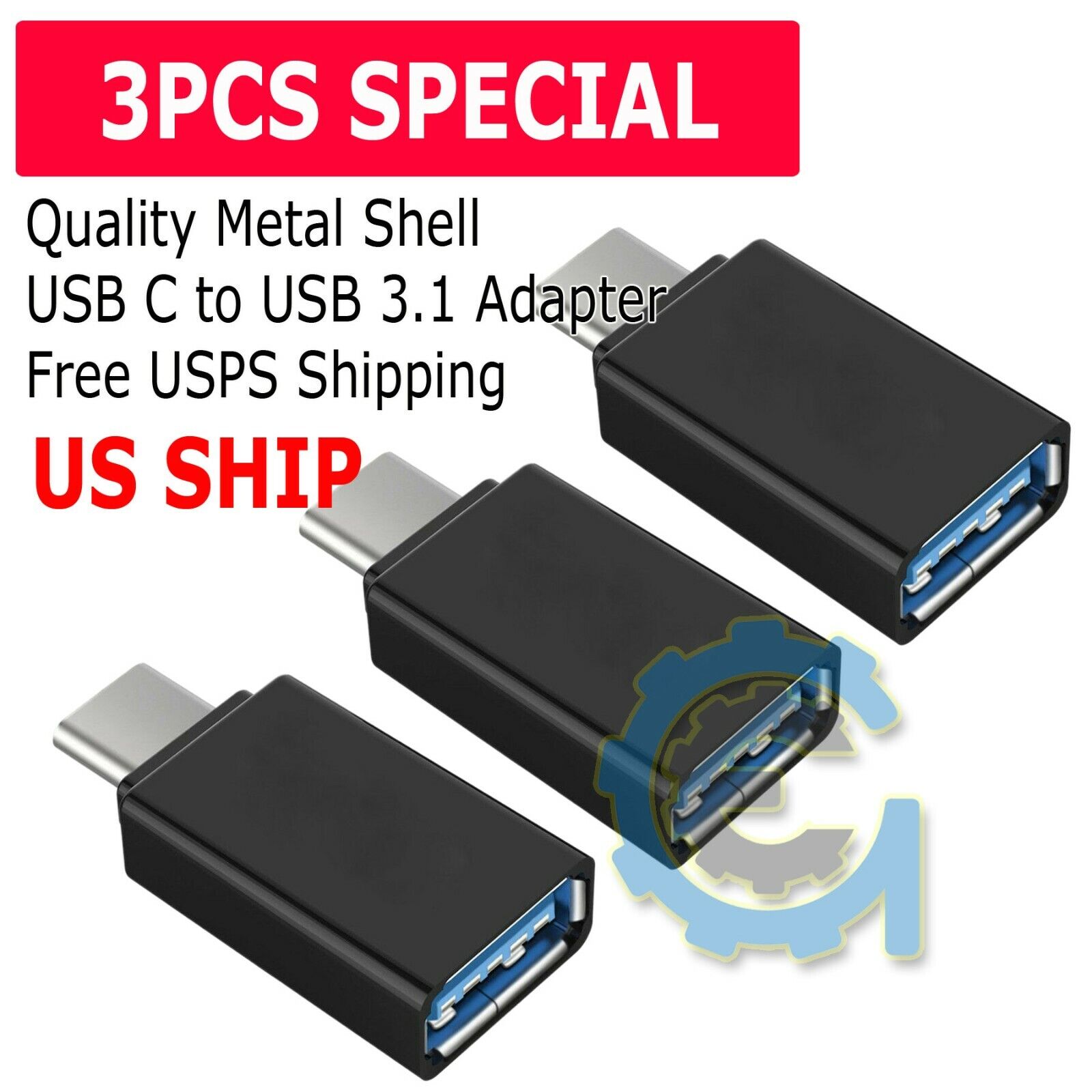 USB-C to USB-A Adapter (3-Pack)