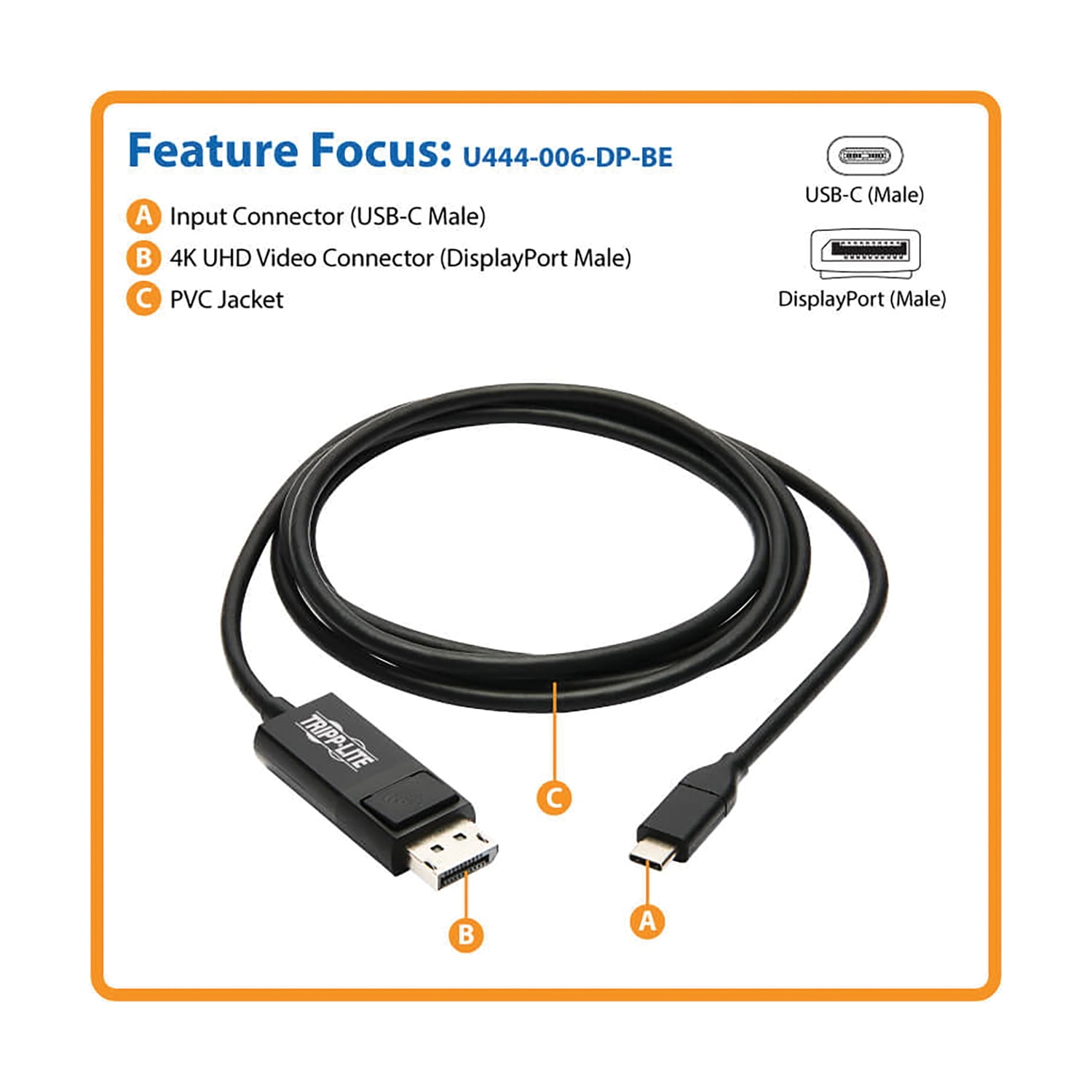 Tripp Lite USB-C to DisplayPort Adapter Cable 6ft