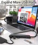 4-Port USB C Hub with Adapter for iPhone and Mac