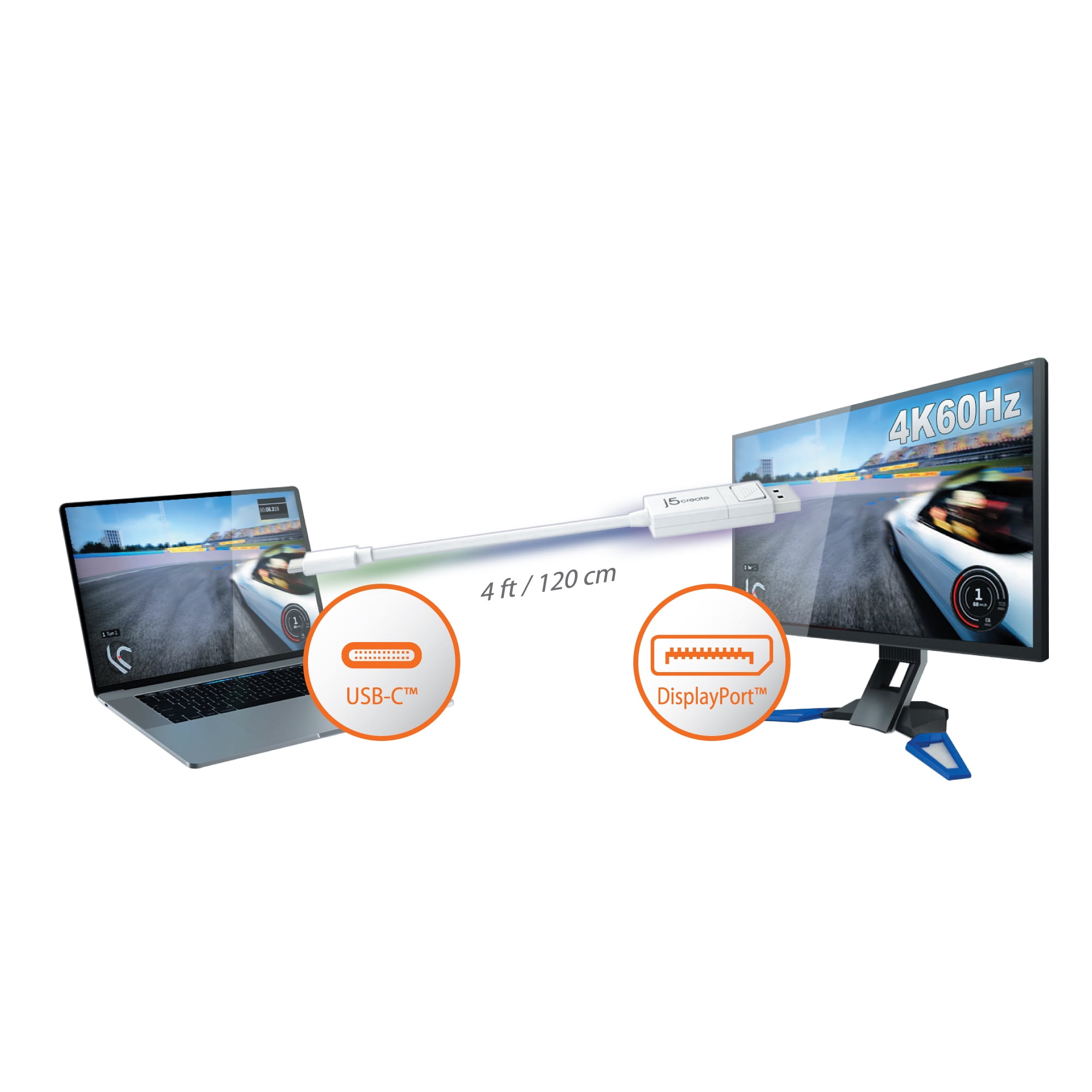 4' USB-C to 4K DisplayPort Cable