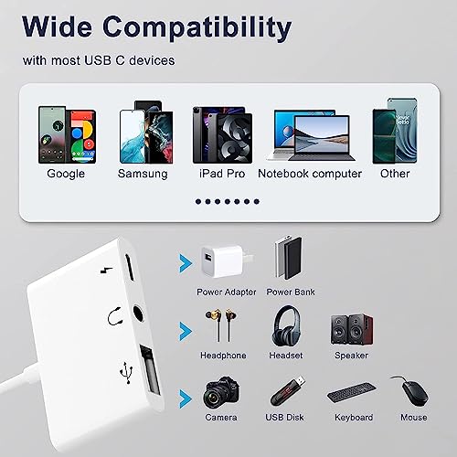 Triple function USB-C adapter with PD charging