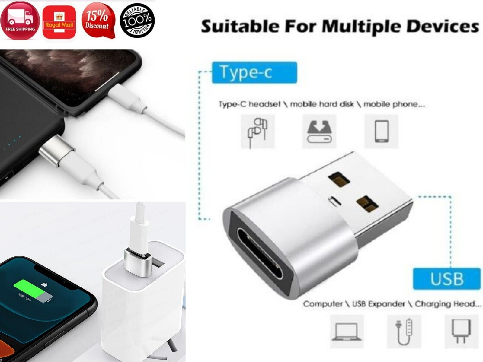 USB-C to USB Adapter for Charging Devices