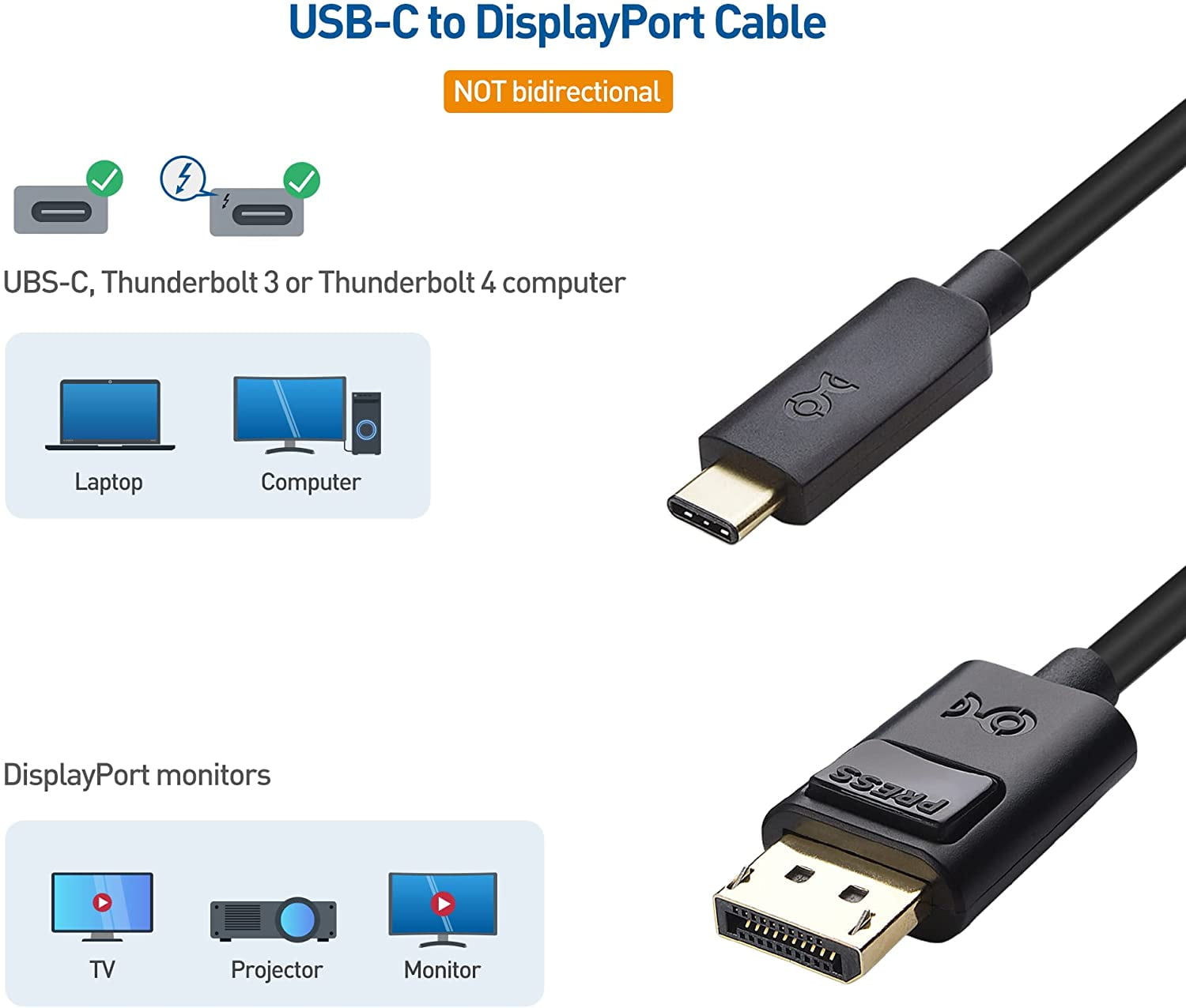 Cable Matters 6ft USB-C to DisplayPort 1.4 Cable
