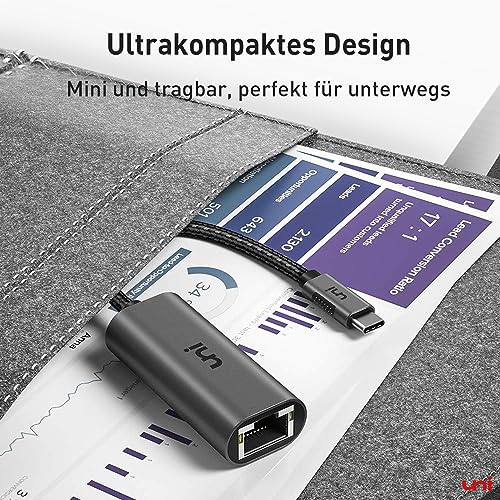 Uni USB C Ethernet Adapter, 1Gbps Gigabit LAN