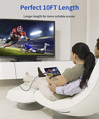10ft USB-C to HDMI Cable for 4K Streaming