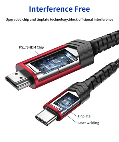 10ft USB-C to HDMI Cable for 4K Streaming