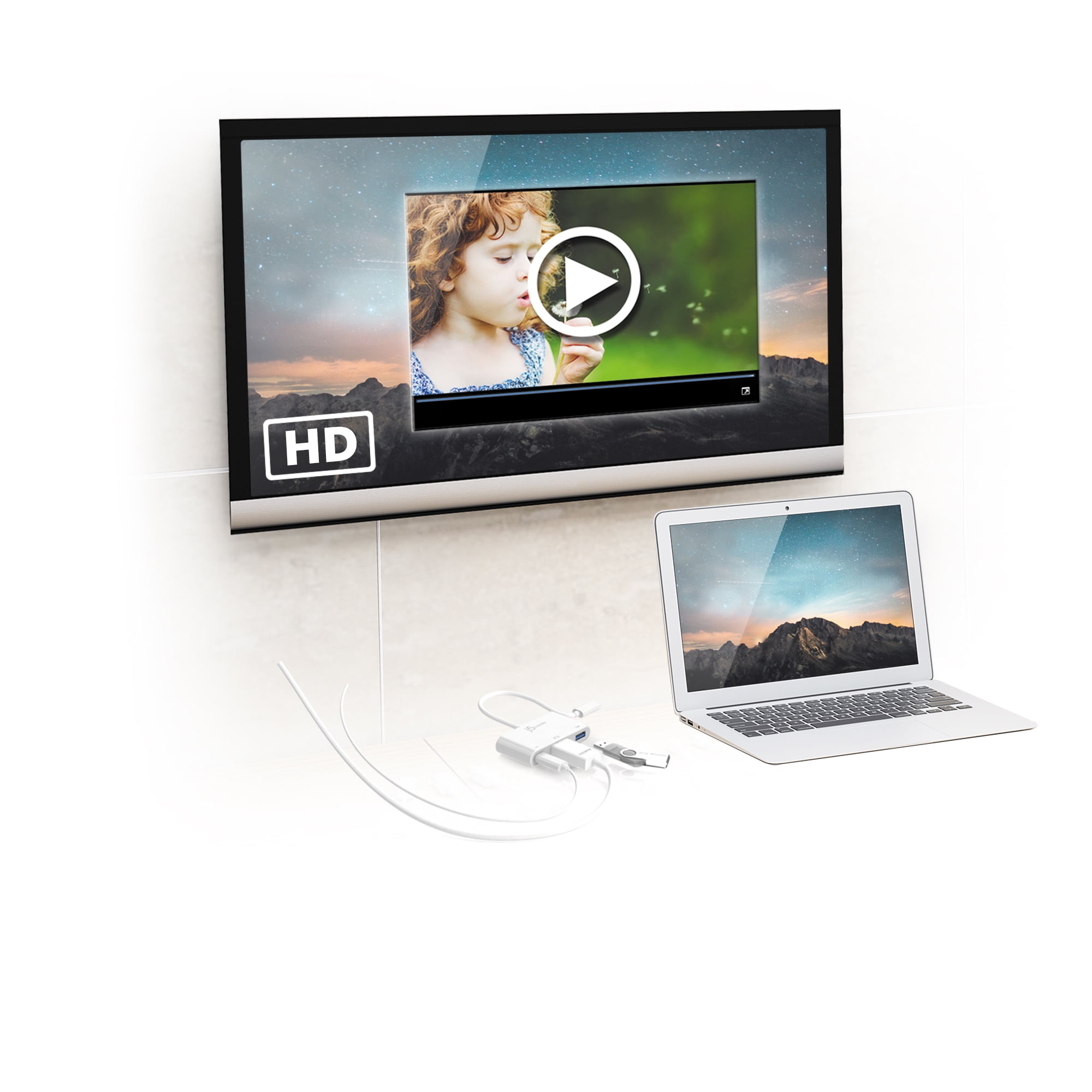 USB-C to HDMI & USB 3.0 Cable with Power Delivery