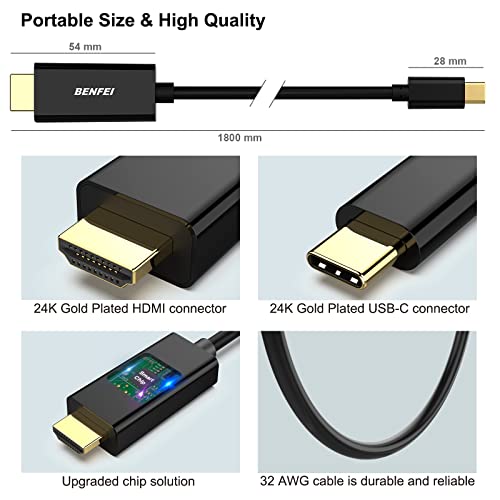 BENFEI 4K USB-C to HDMI Cable, 1.8m