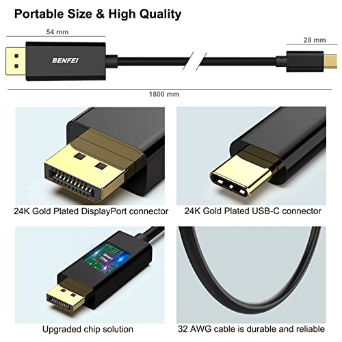 BENFEI 6ft USB-C to DisplayPort Cable