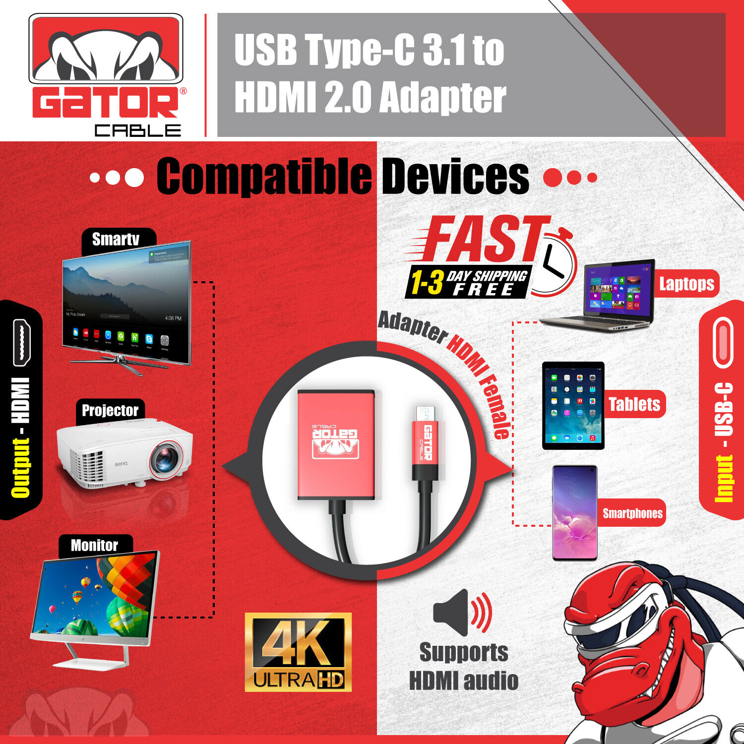 4K USB-C HDMI Adapter for Samsung & Mac