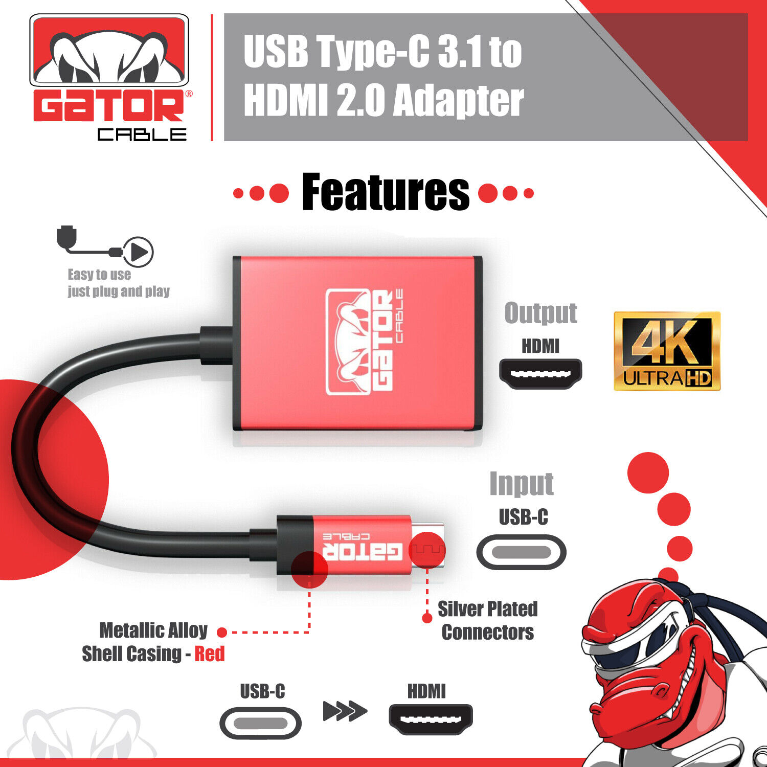 4K USB-C HDMI Adapter for Samsung & Mac