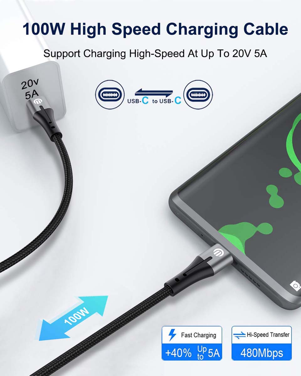 Njjex 6ft USB-C to USB-C Fast Charger Cable
