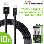 10 ft Braided USB-C Cable for Samsung, LG, Motorola