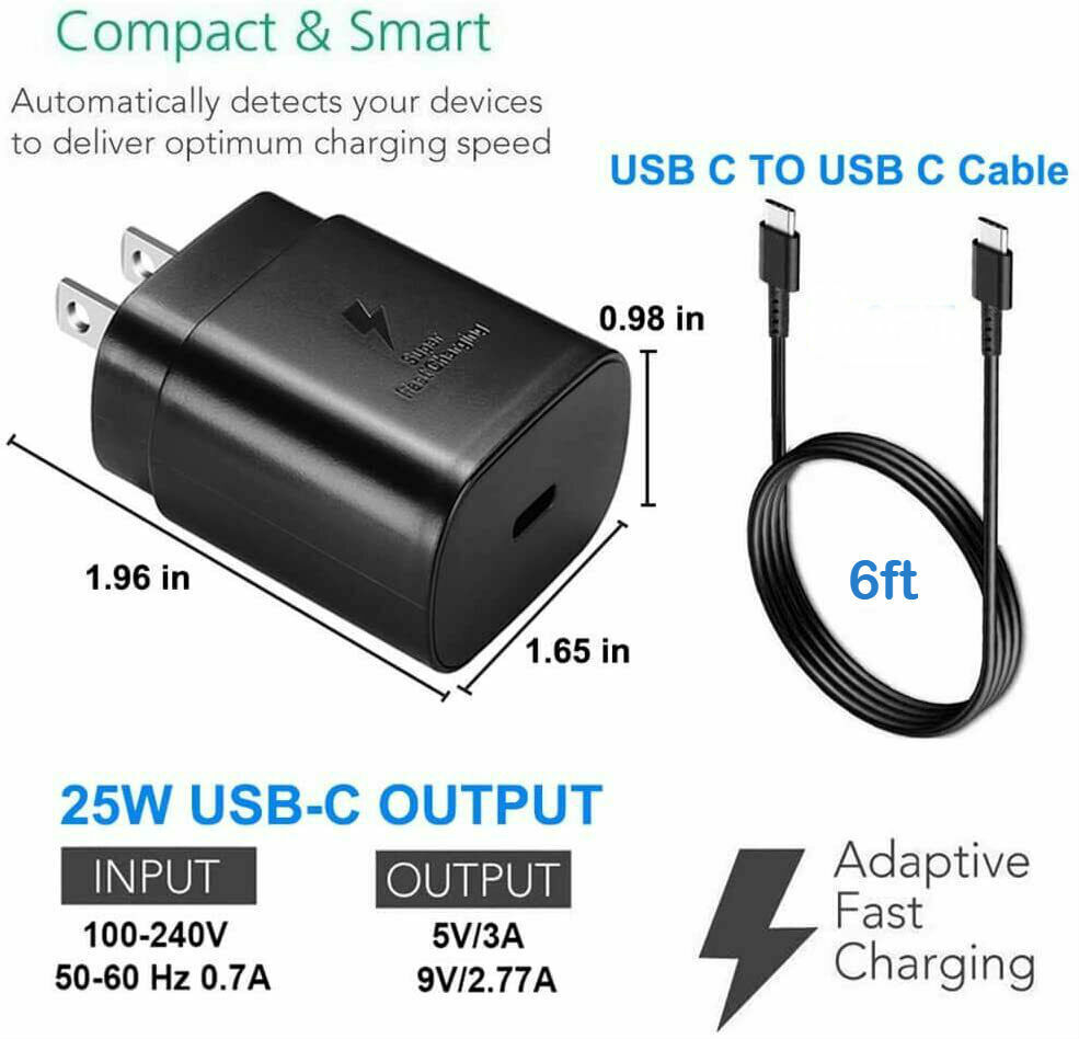 Super Fast 25W USB-C Charger + 6FT Cable