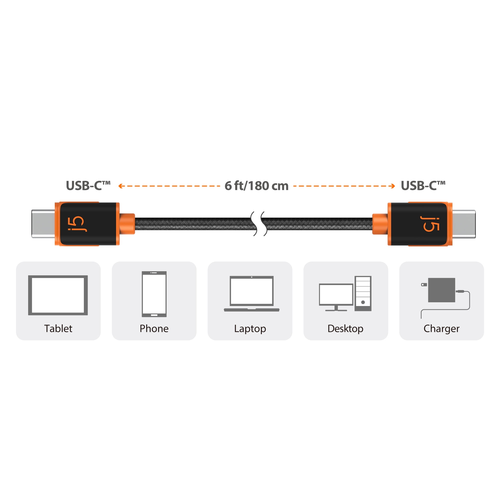 6ft USB-C Sync & Charge Cable - JUCX24