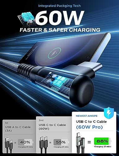 AINOPE 2-Pack USB C to USB C Cable 6.6ft