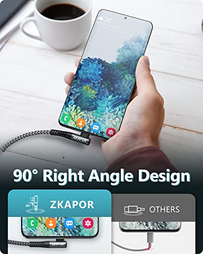 Short Right-Angle USB-C Charger Cable for Samsung/Huawei/Pixel