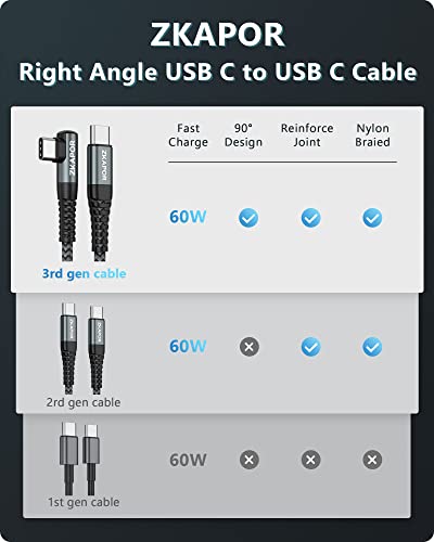 Short Right-Angle USB-C Charger Cable for Samsung/Huawei/Pixel