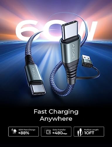 AINOPE 10FT USB-C to USB-C Charging Cable