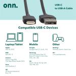 3' USB-C to USB Cable in White