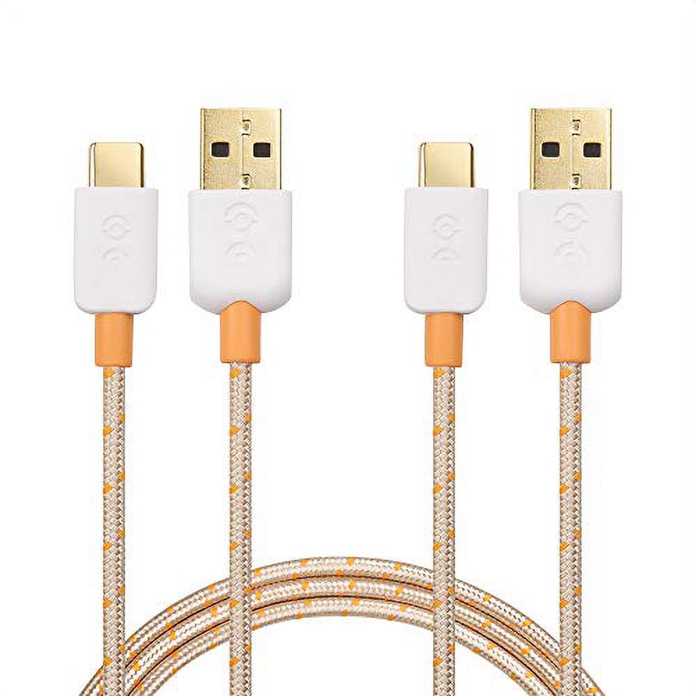 Gold braided USB-C to USB-A cables (2 pack)
