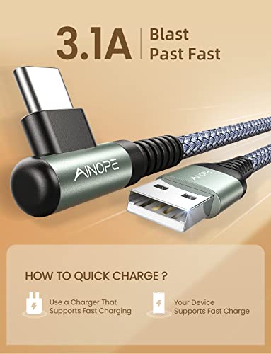 AINOPE 2-Pack 1.6ft Right Angle USB-C Cables